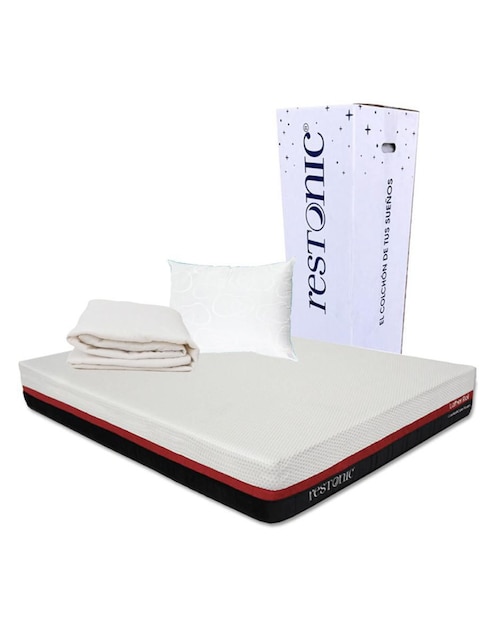 Colchón + almohada y protector Restonic Lather confort firme