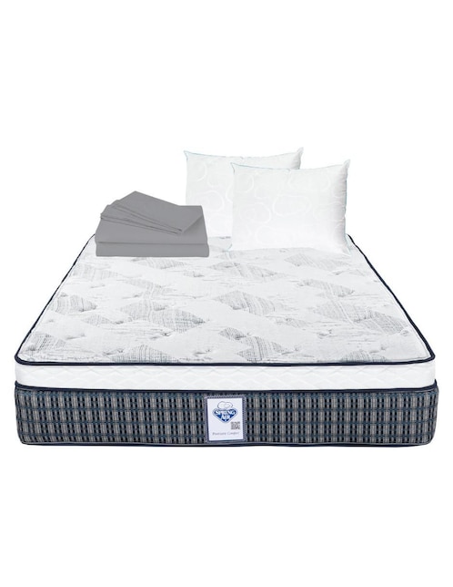 Colchón Spring Air Cardona confort medio + almohadas + sábanas