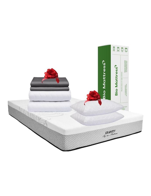 Colchón Bio Mattress Gravity + almohada + sábanas + protector de colchón confort medio