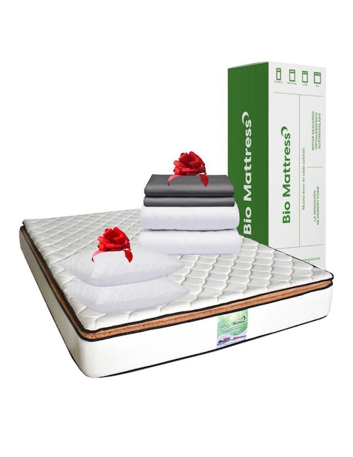 Colchón Bio Mattress cotton + almohada + sábanas + protector de colchón confort medio