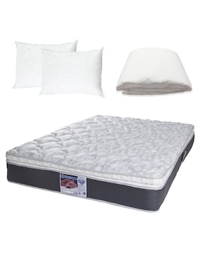 Colchón + Almohadas Y Protector Spring Air Marte Confort Medio