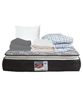 Colchón Spring Air Omega Confort Firme + Almohada + Protector + Sábanas Y Edredón