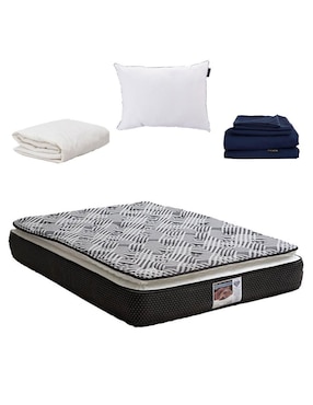 Colchón Spring Air Omega Confort Firme + Almohada + Protector Y Sábanas