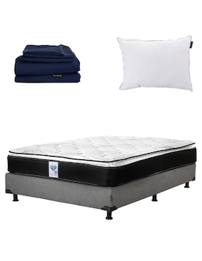 Juego De Colchón Y Box Spring Air Premier + Sábanas + Almohada