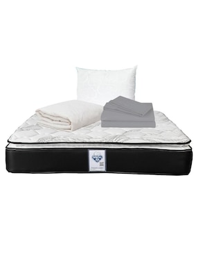 Colchón Spring Air Rogga Confort Medio + Almohada + Protector Y Sábanas