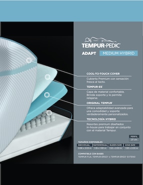 Colchón plegable Tempur adapt medium hybrid