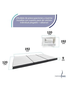 Colchón plegable Memory Foam + sábana