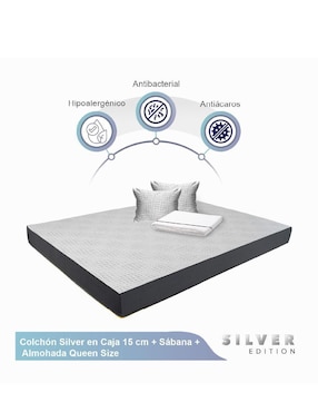 Colchón en caja Silver Edition sábana y almohada