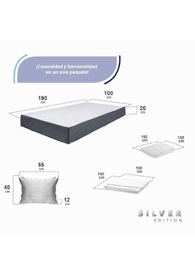 Colchón en caja Silver Edition protector, sábana y almohada