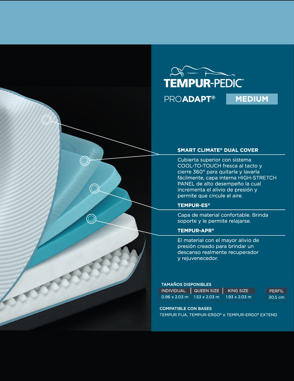 Colchón plegable tempur-pedic proadapt medium 6