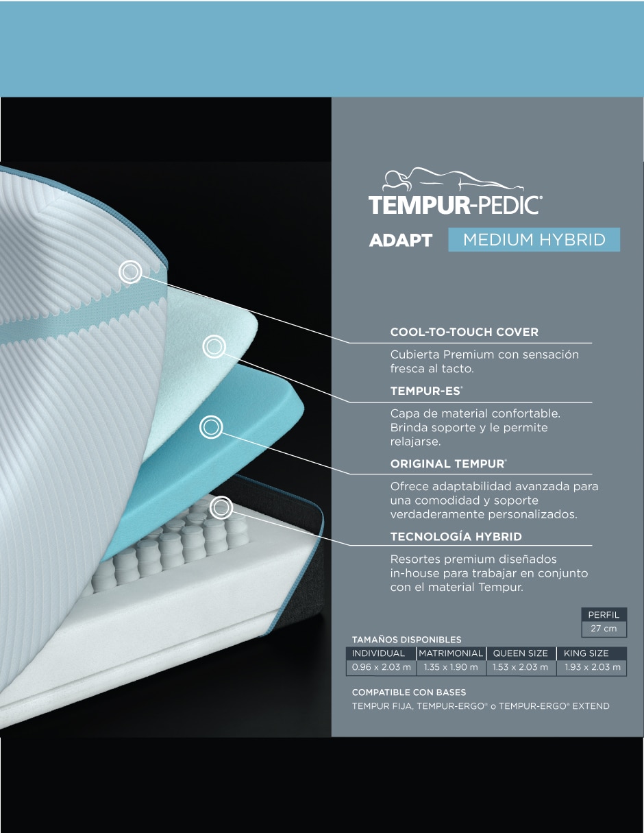 Colchón plegable adapt medium hybrid 7
