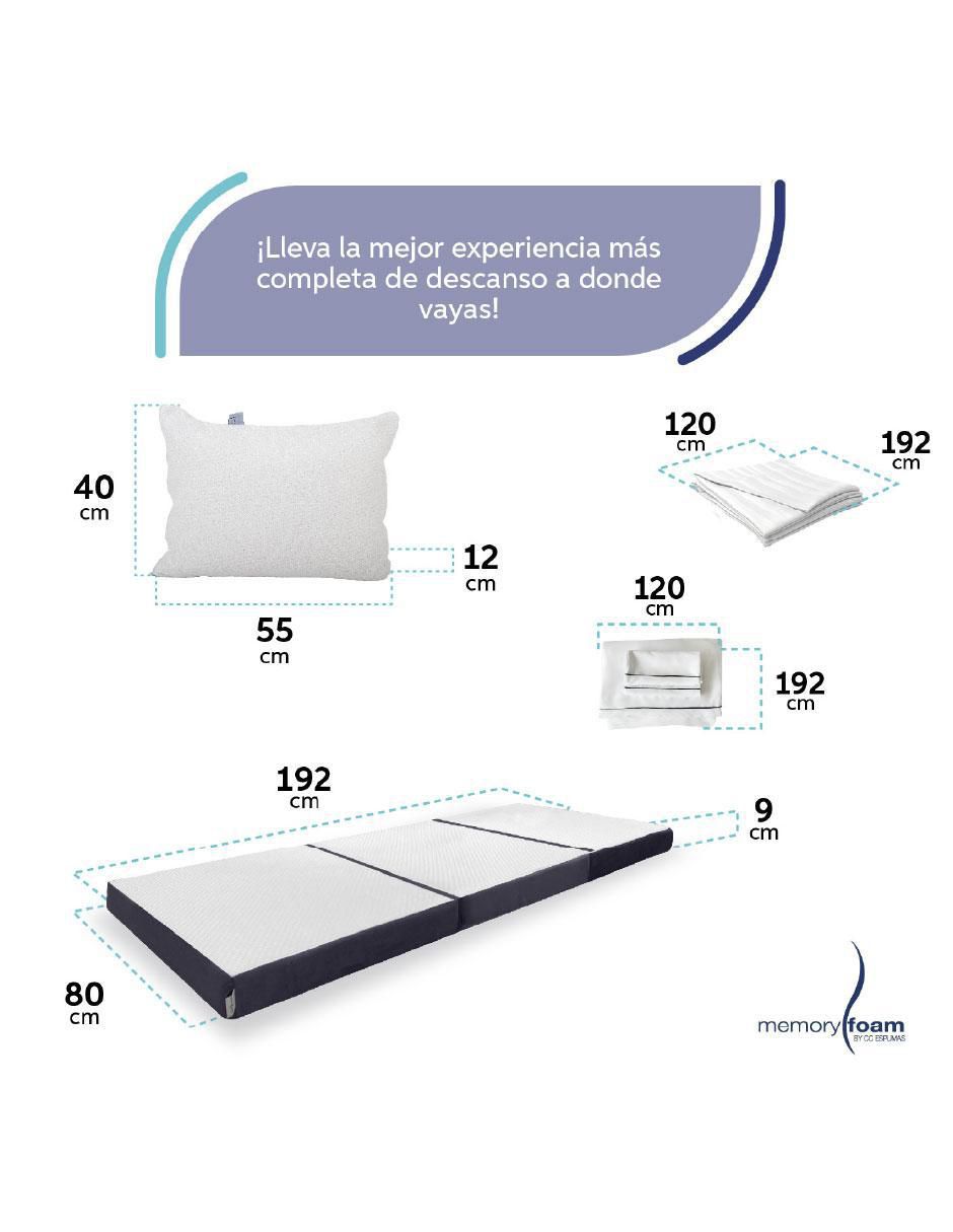 Colchón plegable + sábana + protector + almohada