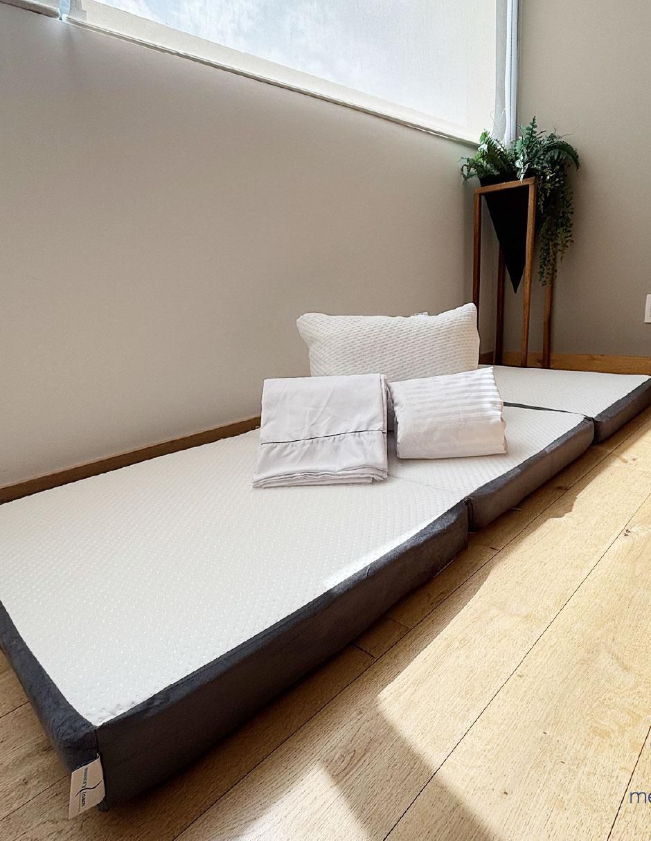 Colchón plegable + sábana + protector + almohada 5