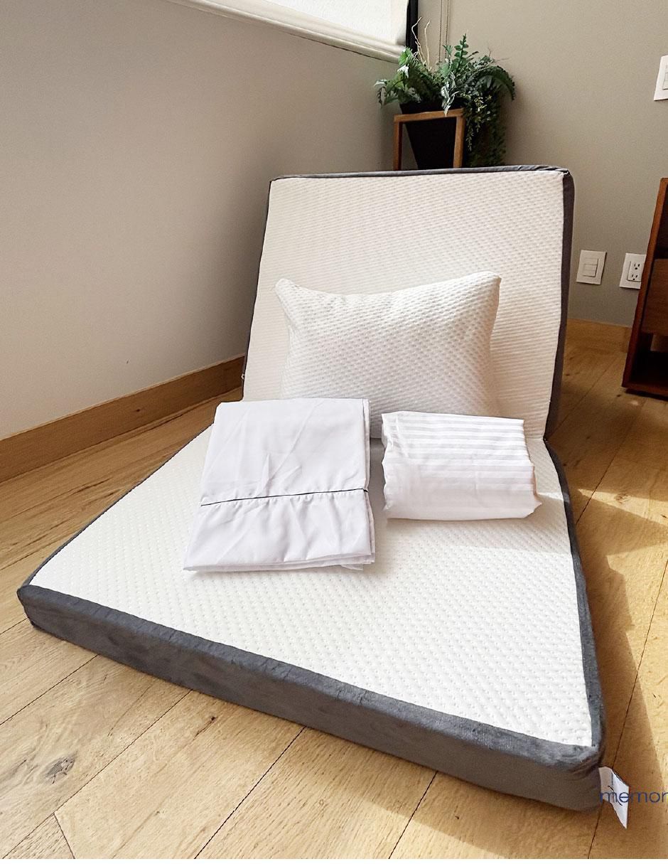Colchón plegable + sábana + protector + almohada 6